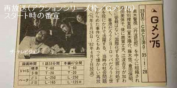 Gメン75　再放送